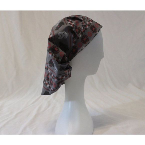 Gray Star Wars Print Bouffant Surgical Dental Scrub Cap Chemo Hat - Picture 4 of 4
